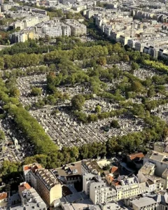 reference: https://en.wikipedia.org/wiki/Montparnasse_Cemetery#/media/File:Montparnasse_Cemetery_viewed_from_Tour_Montparnasse.jpg
