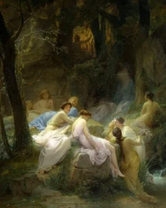 reference: https://en.wikipedia.org/wiki/Orpheus#/media/File:Charles_Fran%C3%A7ois_Jalabert_-_Nymphs_Listening_to_the_Songs_of_Orpheus_-_Walters_3737.jpg
